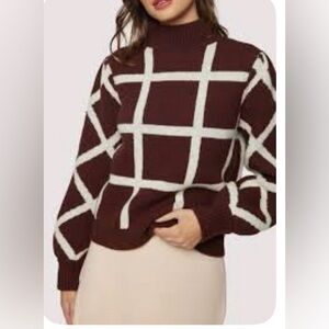 Lost + Wander Chocolate and Cream Knit Sweater